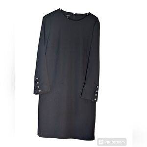 🖤 Talbots Black Dress women's size 10, rhinestone buttons long sleeves